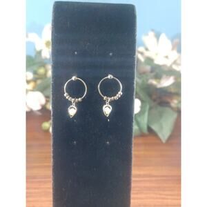 Heart Pearl Drop Earrings Silvertone Retro Fun Beautiful Fashion Holiday